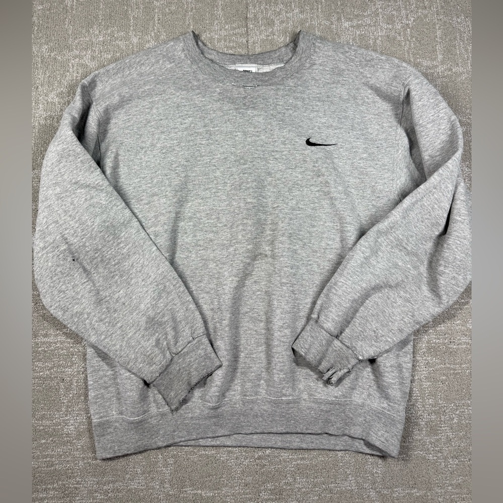 VTG 90s Nike White Tag Gray Crew Neck Sweatshirt Side Swoosh Check USA Size M